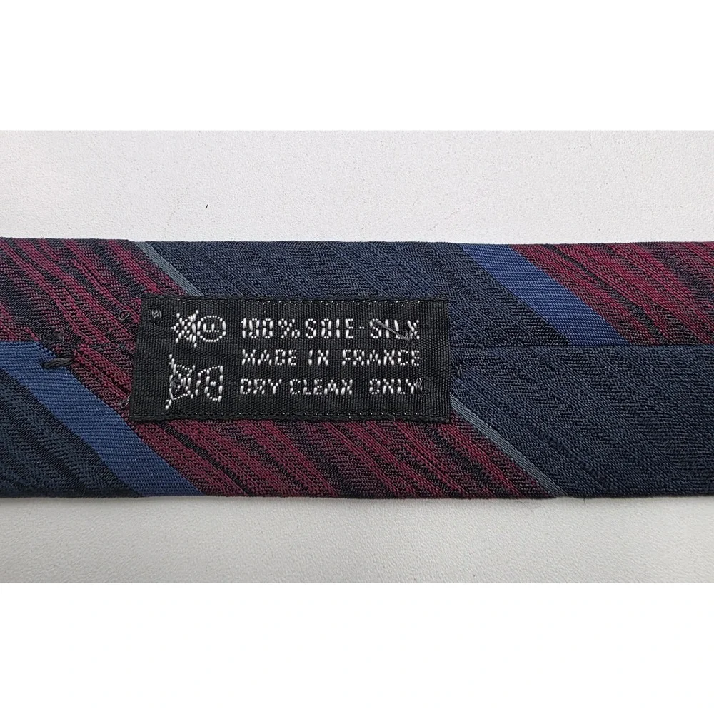 Cerruti 1881 Paris Men's Silk Tie Navy Burgundy Blue Striped Made in France